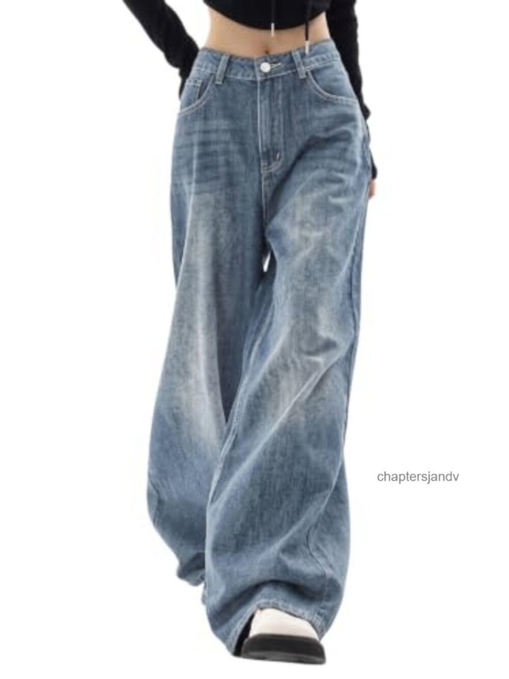 High Waist Wide Leg Baggy Boyfriend Jeans for Women Distressed Flare Denim